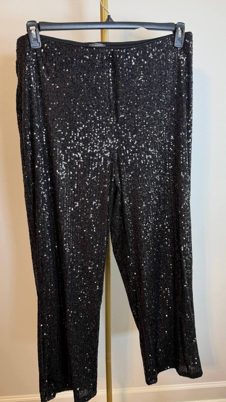 Vince Camuto Sequined Flared Pants Black Size 1X NWOT $89