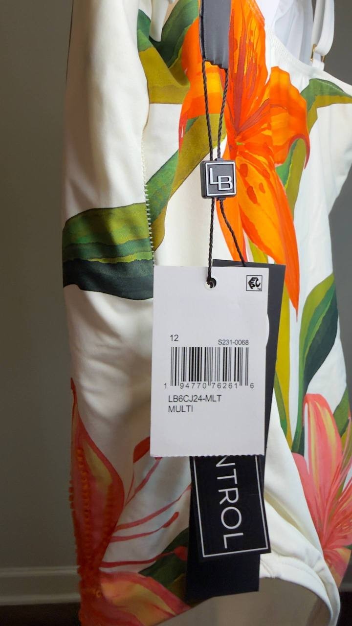 La Blanca Jungle Blossom Beaded One‑Piece Swimsuit Multi 12 NWT $160