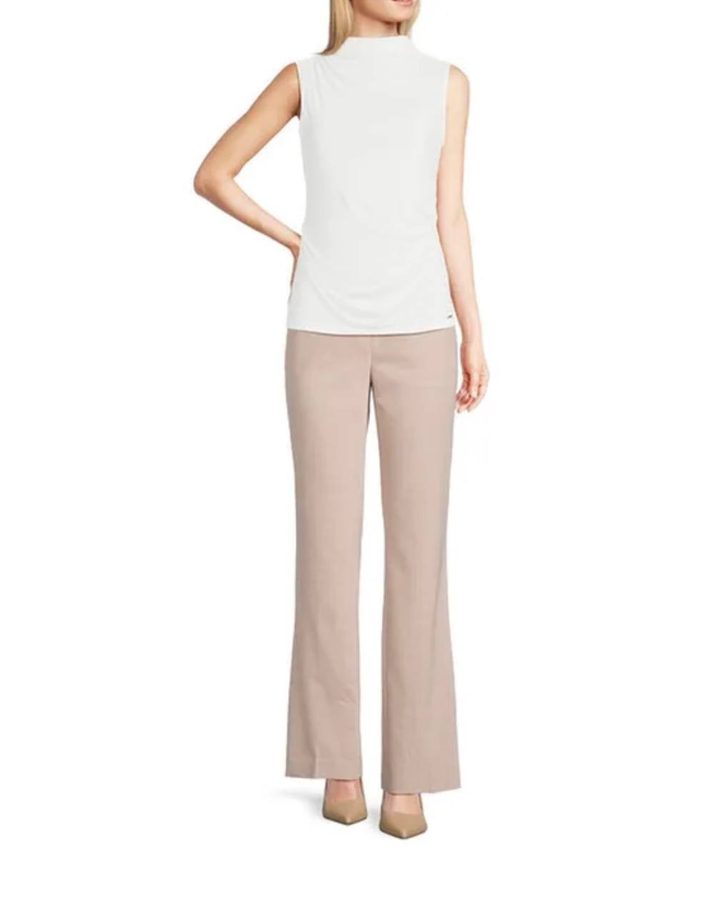 Calvin Klein Women’s Mesh Knit Mock Neck Sleeveless Top Cream XL $59 NWT