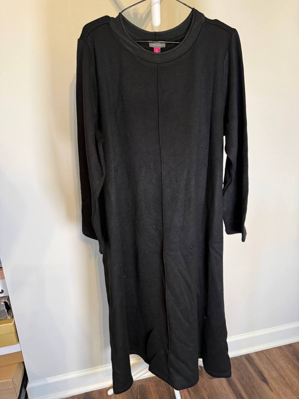 Vince Camuto Rib‑Front Midi Dress – 2X – Black – NWT