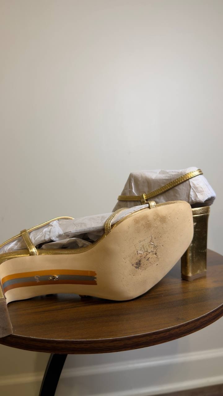 Sam Edelman Slingback Sandals Amber Gold 6.5 M Pre-Owned $140.00