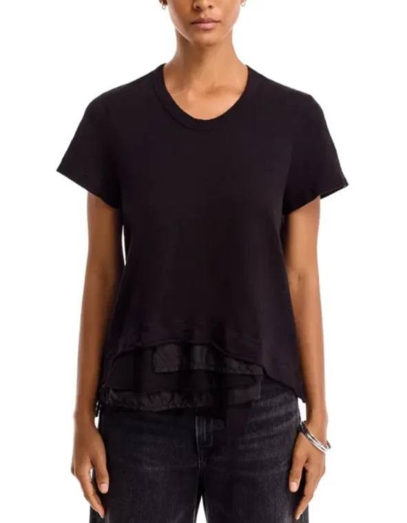 Wilt Boxy Mixed Media Hem Tee – Black – XS – NWT – $117