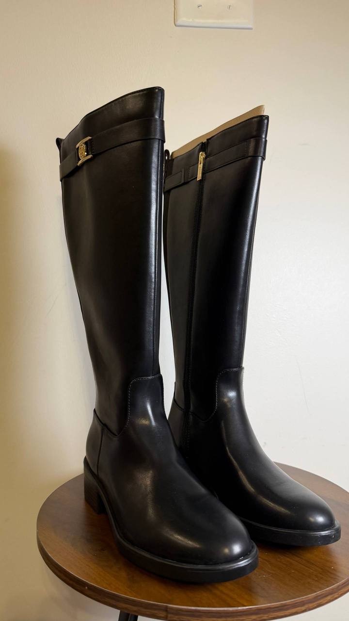 Tommy Hilfiger Iviann Tall Riding Boots Black 7.5M Almond Toe NWB $159