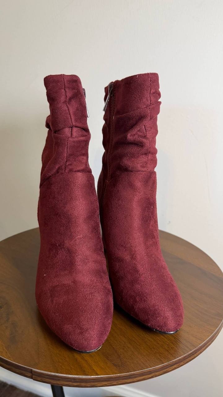 Jessica Simpson Mixtesa Booties 6M Dark Cherry Slouch Block Heel NIB msrp$109