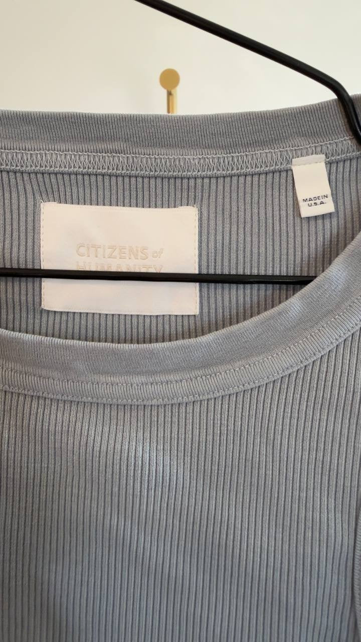 Citizens of Humanity Ribbed Isabel Tank Top S Blue Grey NWT $145