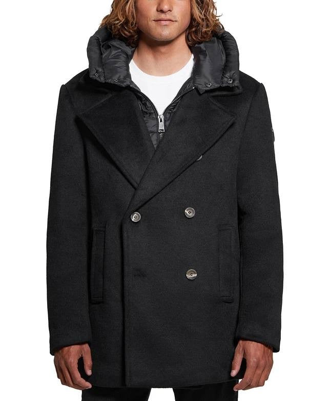 GUESS Men’s Peacoat Removable Nylon Hood Jet Black M NWT $350