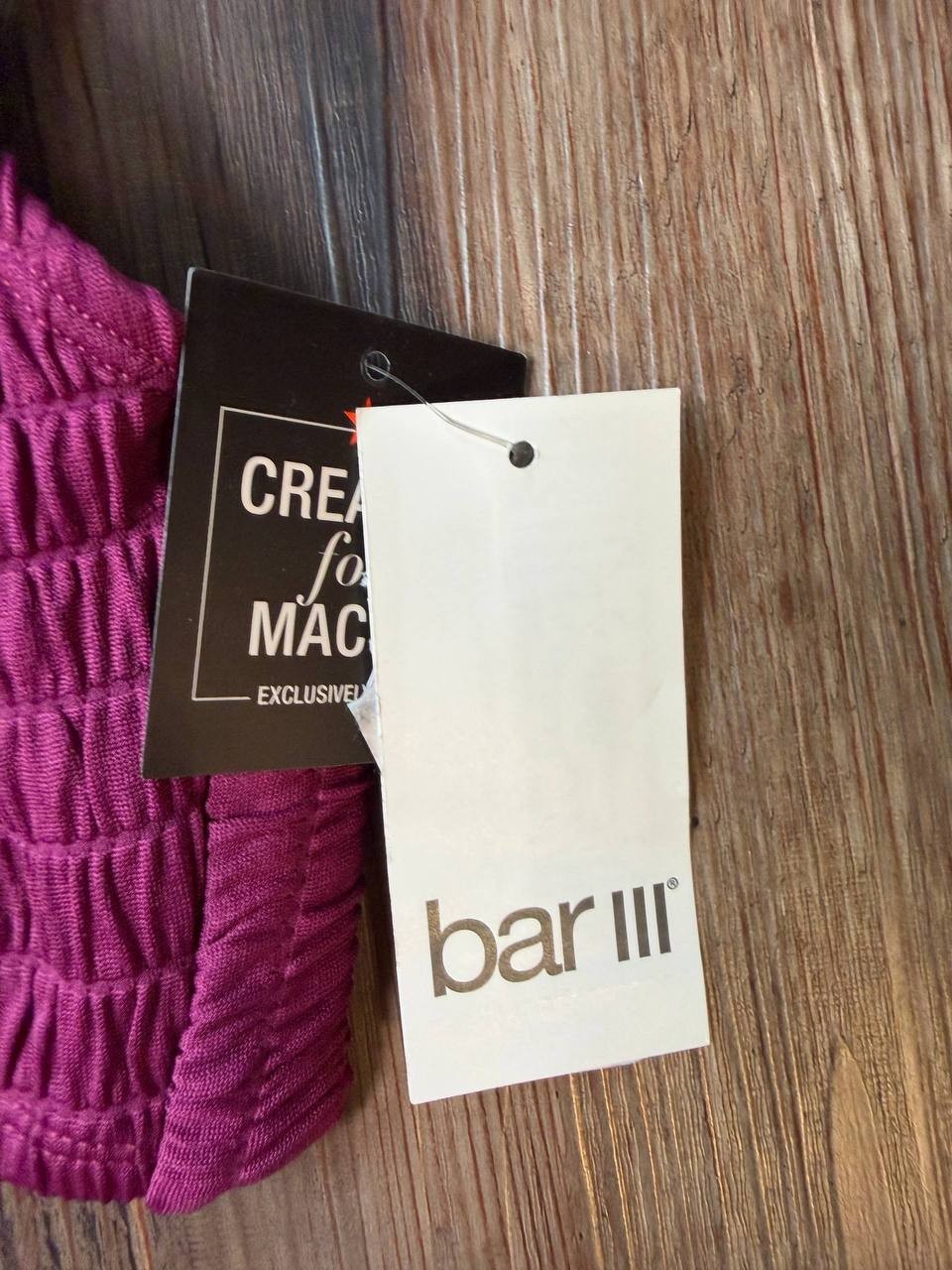 Bar III Pucker Up V-Wire Bralette Bikini Top Burgundy L NWT $34