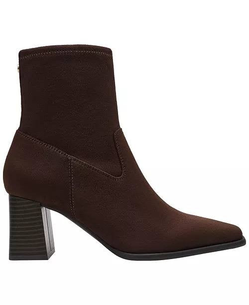Anne Klein Paidge Block Heel Dress Booties Dark Brown 6.5M Man‑Made $119 NWB
