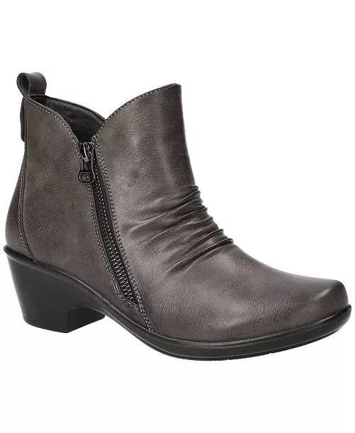 Easy Street Jeanie Boots 6W Grey Ankle Zip Pleated Comfort NIB msrp$70