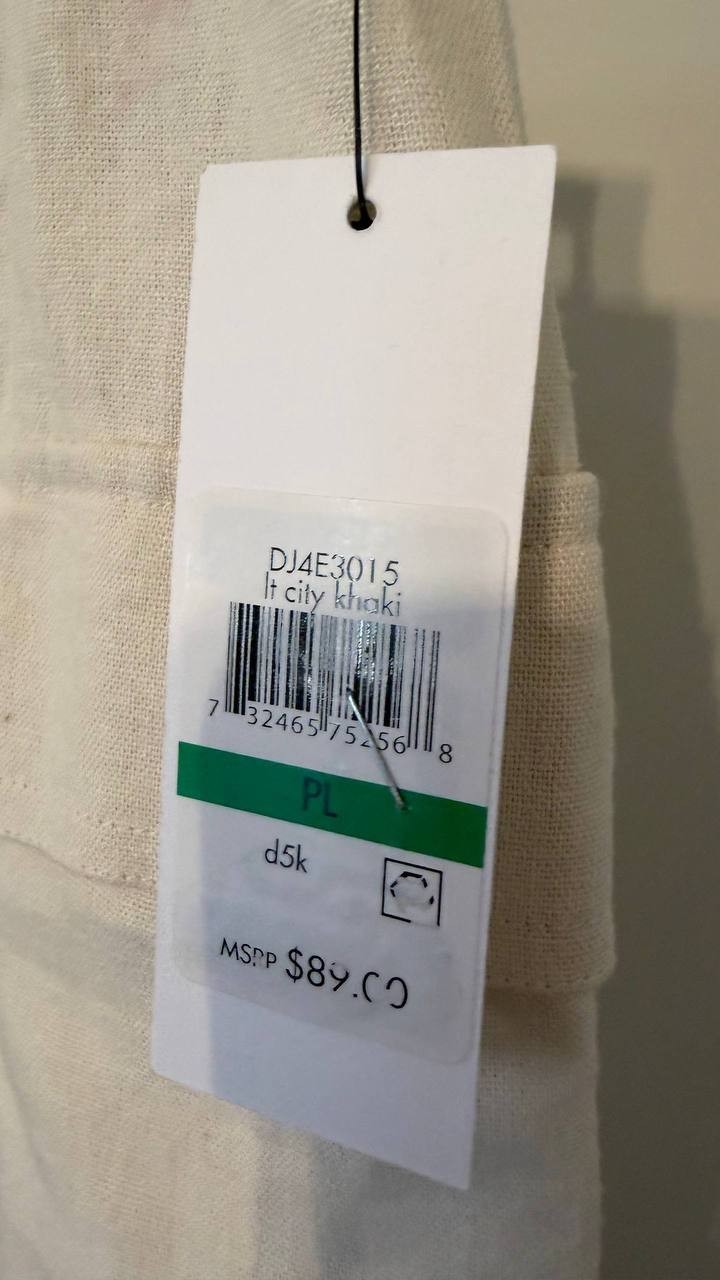 DKNY Jeans Linen Cargo Pants White PL NWT MSRP $89