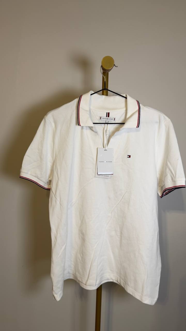 Tommy Hilfiger Women’s Slim Fit 1985 Tipped Polo White XL NWT $59.50