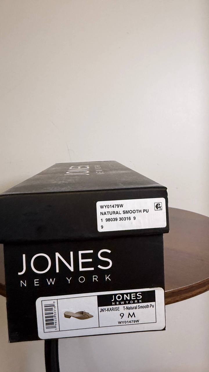Jones New York Karise Pointed Toe Slip‑On Mules Natural Women’s 9M NWB $65