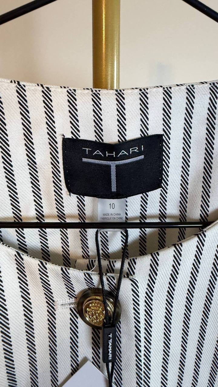 T Tahari Women’s Striped Button Front Cropped Jacket Size 10 NWT $148