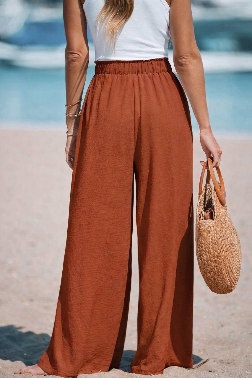 Cupshe Brown Drawstring Wide Leg Pants XL NWT Summer Casual Lightweight
