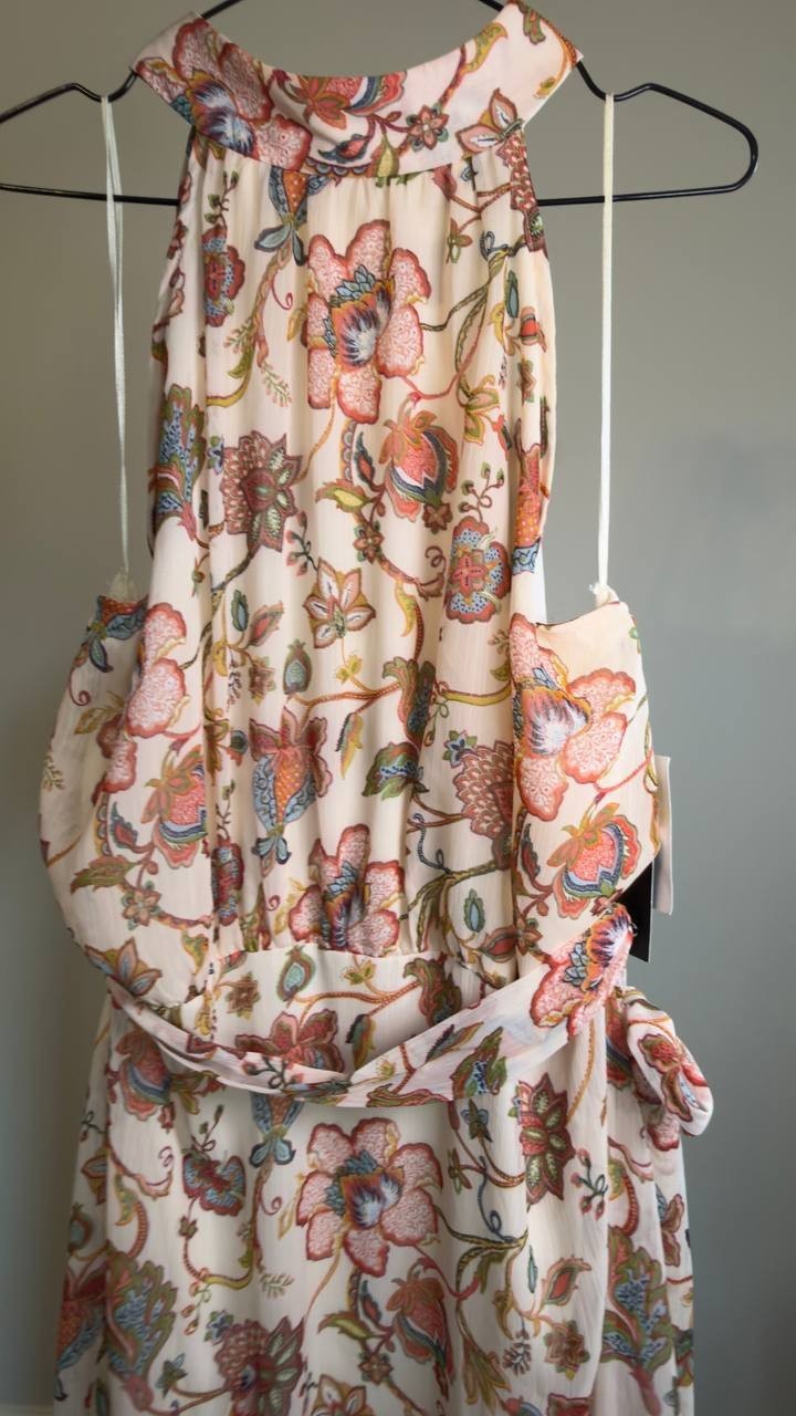 CeCe Halter Neck Floral Maxi Dress Corsage Size 16 NWT $79