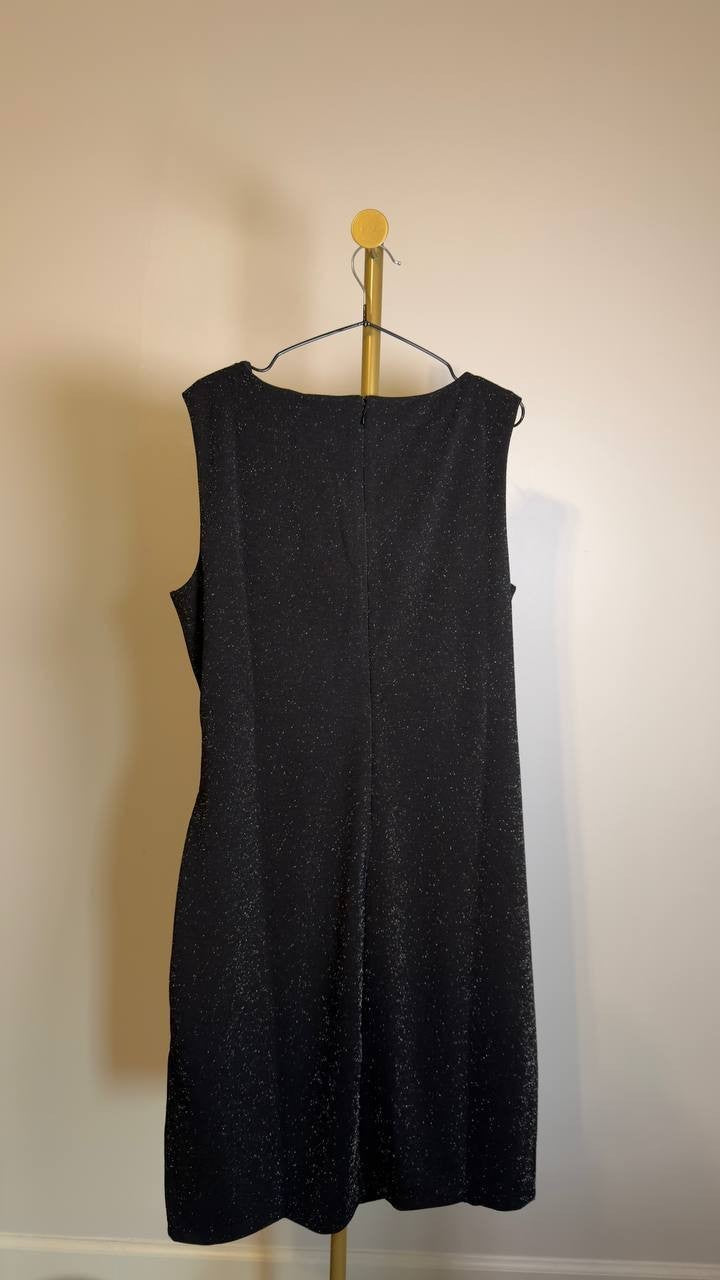 Kasper Lurex Knit Sleeveless Side Pleat Dress – Black – NWT – Sheath – Knee Leng