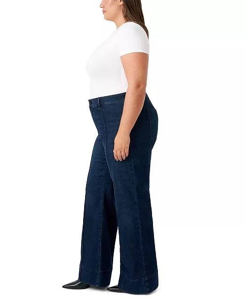 Seven7 Plus Size Pintuck Wide Leg Jeans Cruella Dark Wash 20W NWT $89