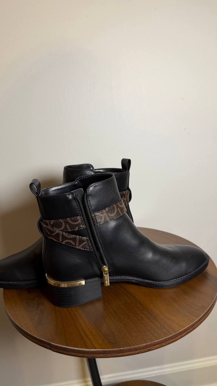 Calvin Klein Block Heel Booties 7M Black MSRP $139 New (No Box)