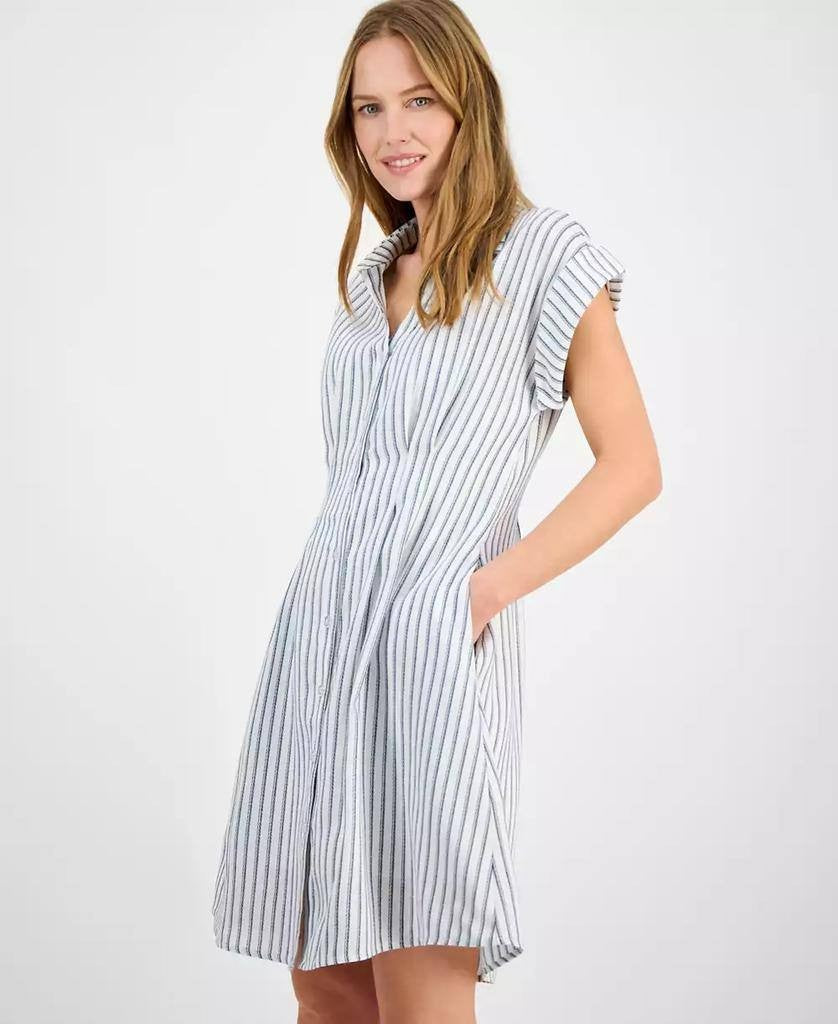 Julia Jordan Striped Cap‑Sleeve Button‑Front Dress – Size L – NWT – $129