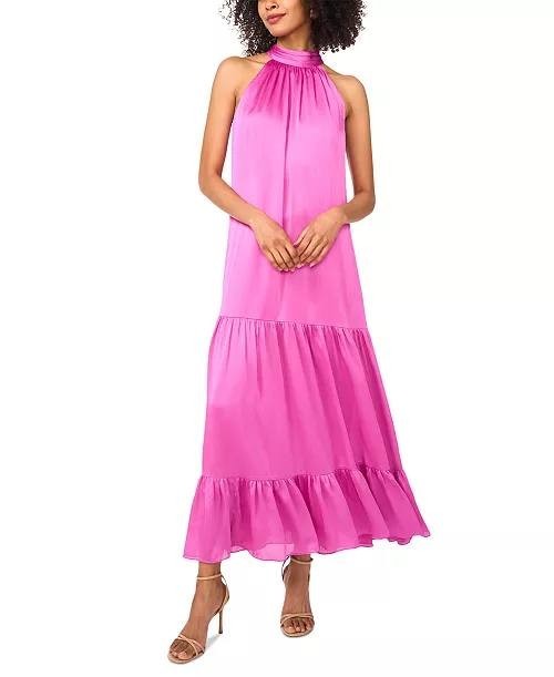 Vince Camuto Tiered Halter Maxi Dress XS Pink NWT $99