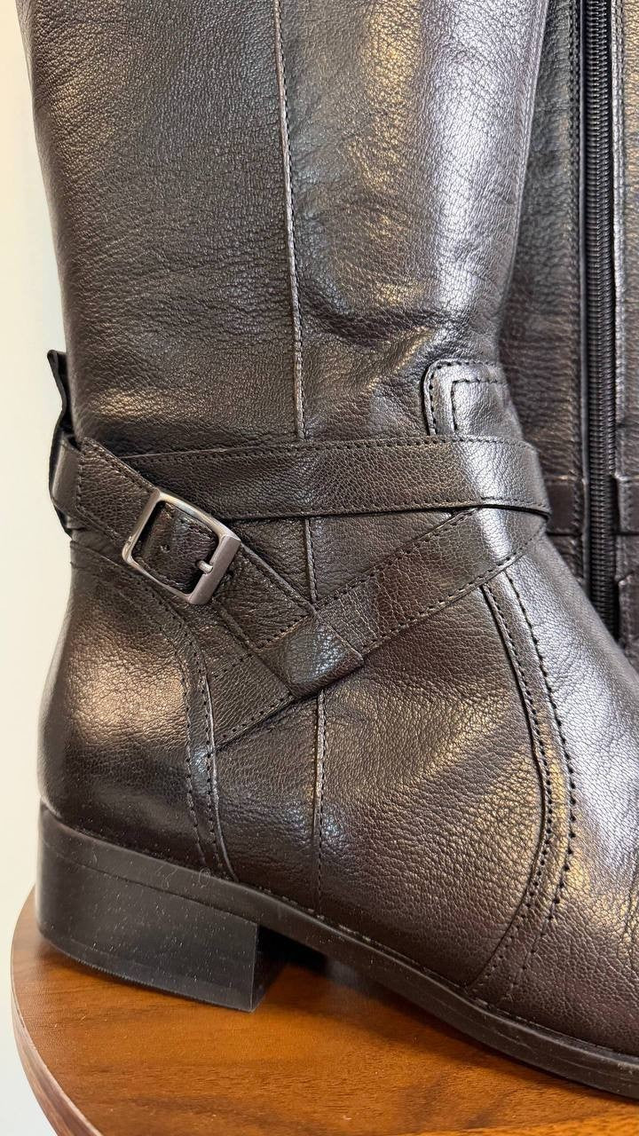 Naturalizer Rena 2 Boots 11W Black Leather Wide Calf Riding Style NIB msrp$325