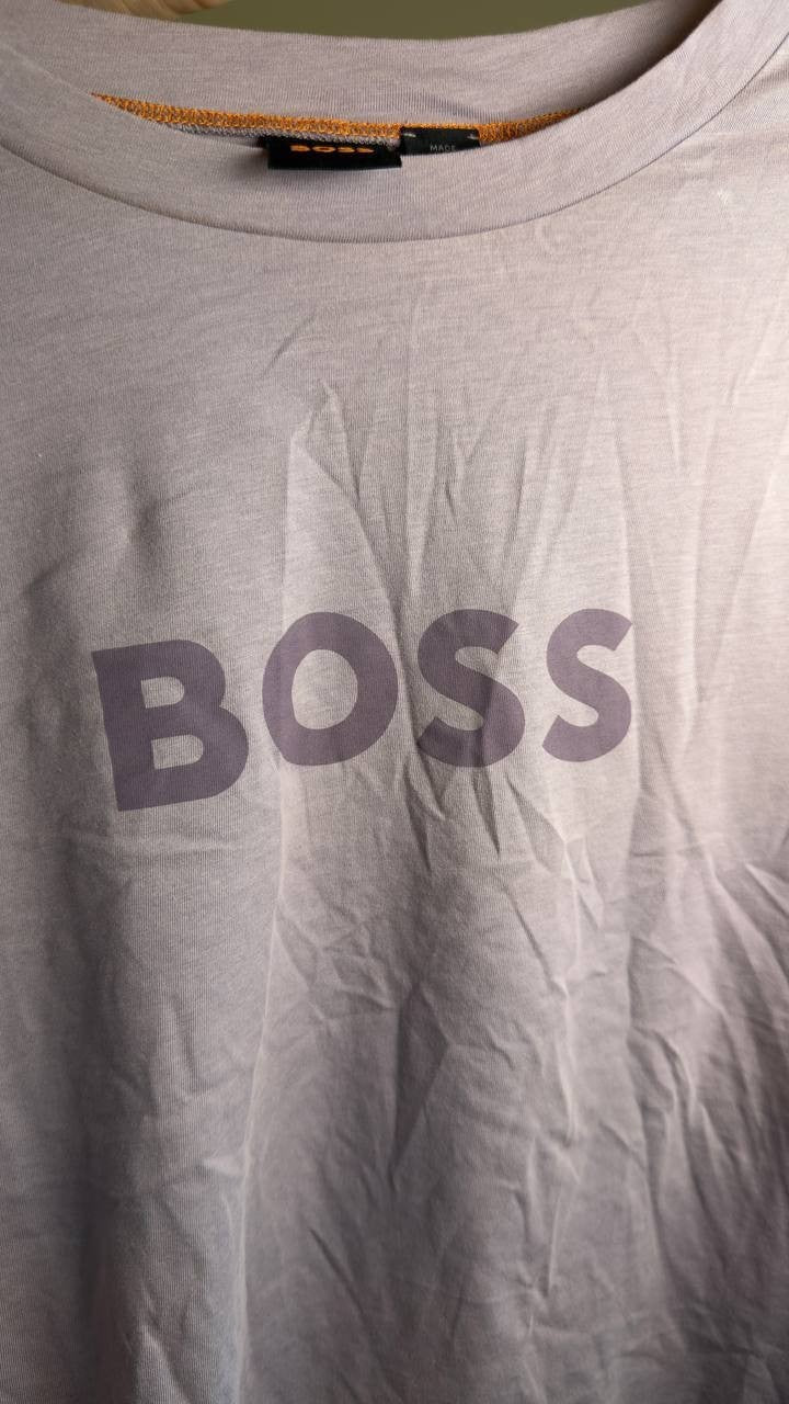 BOSS Elogo Logo Cotton Graphic T-Shirt Pastel Purple XL NWT $59
