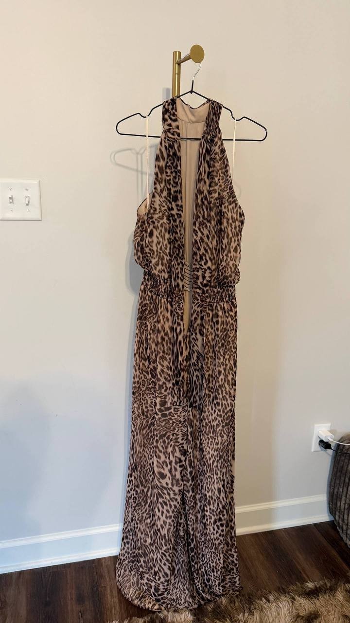 Vince Camuto Halter Chiffon Jumpsuit Rich Taupe M NWT – Defective Zipper