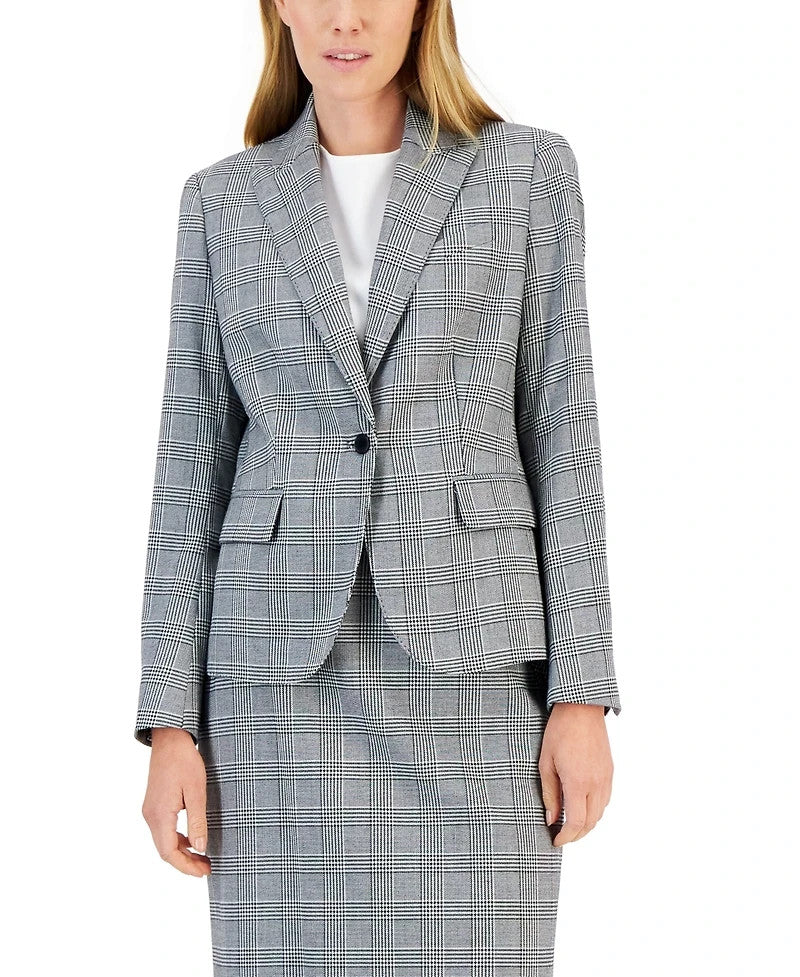Anne Klein Glen Plaid Skirt Suit Black/White – Size 4