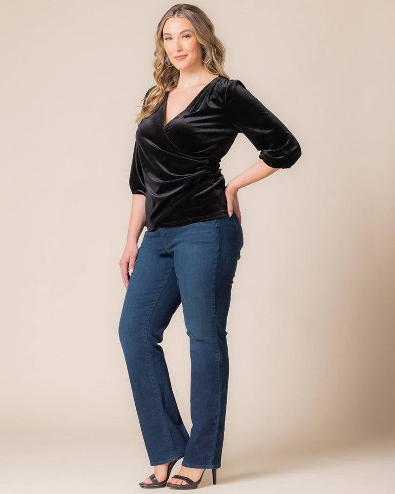 Kiyonna Odette Velvet Faux Wrap Top – Size 0X – NWT