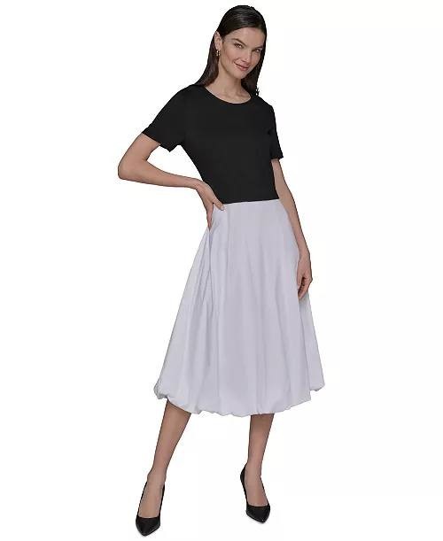 Karl Lagerfeld Paris Bubble Skirt Midi Dress Black M NWT $169