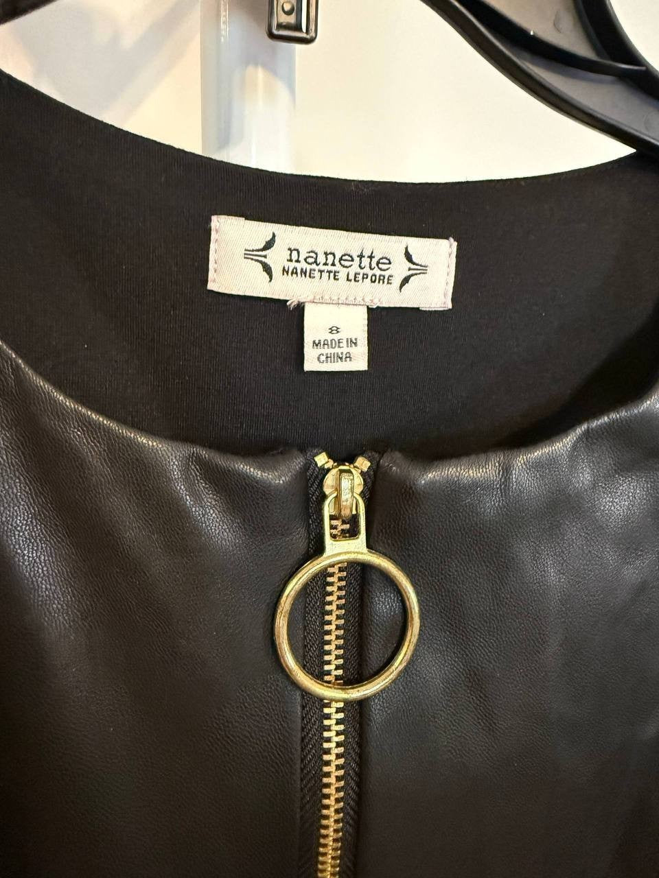 Nanette Faux Leather Zip‑Front Dress – Size 8 – NWT – $91