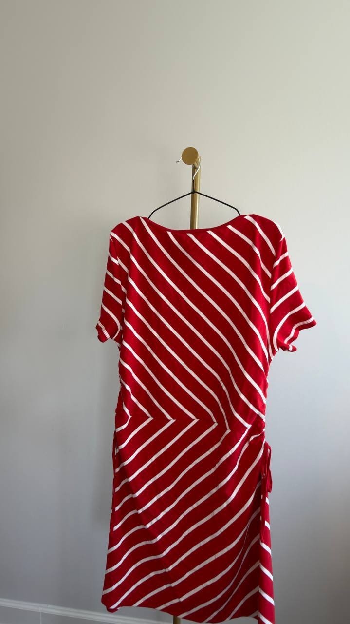 Tommy Hilfiger Striped Boat Neck T-Shirt Dress Red/White XL NWT $79.50