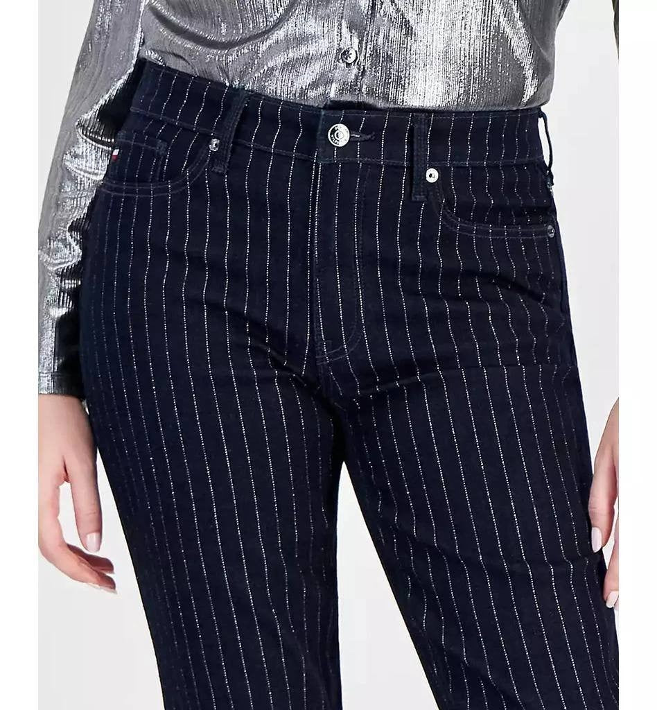 Tommy Hilfiger Ankle Jeans Size 8 High-Rise Indigo with Shine Stripe Print