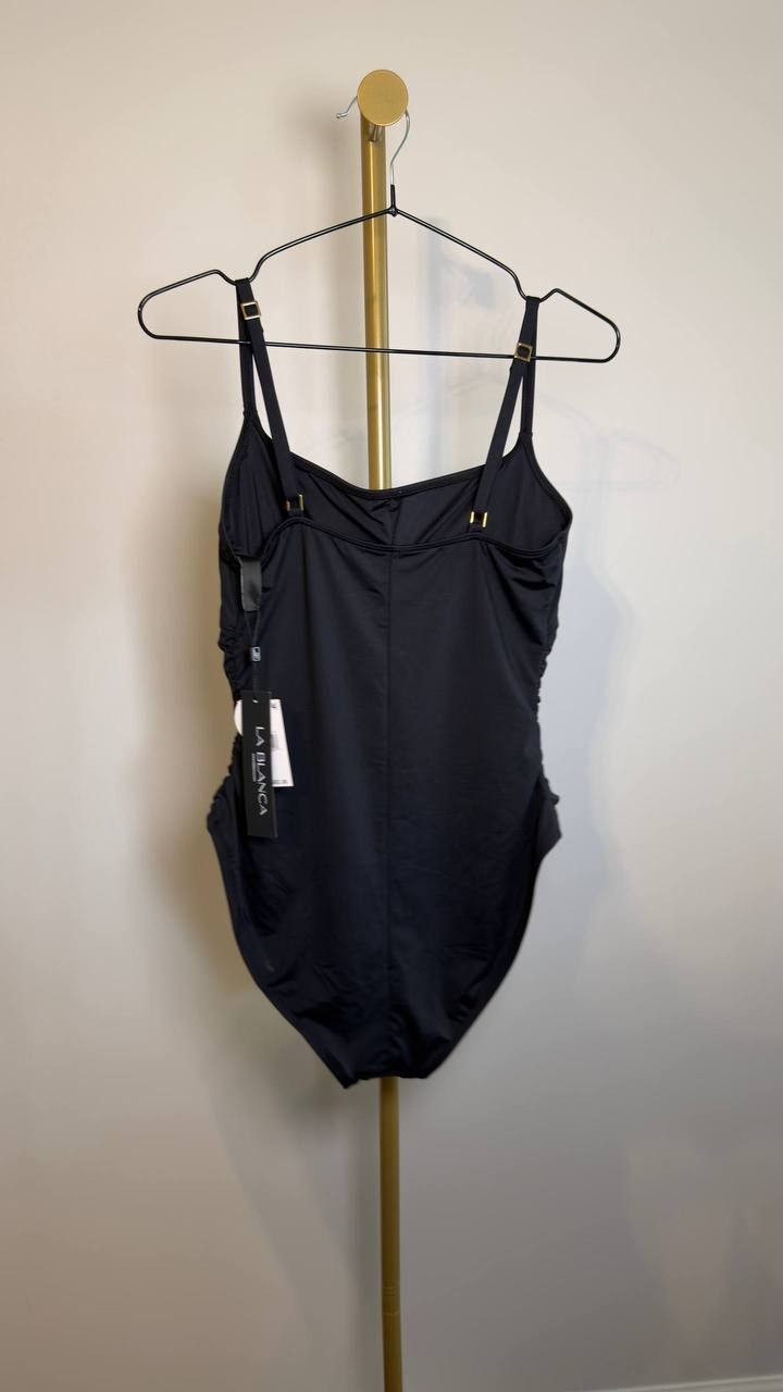 La Blanca Island Goddess One-Piece Swimsuit Black 14 NWT $83