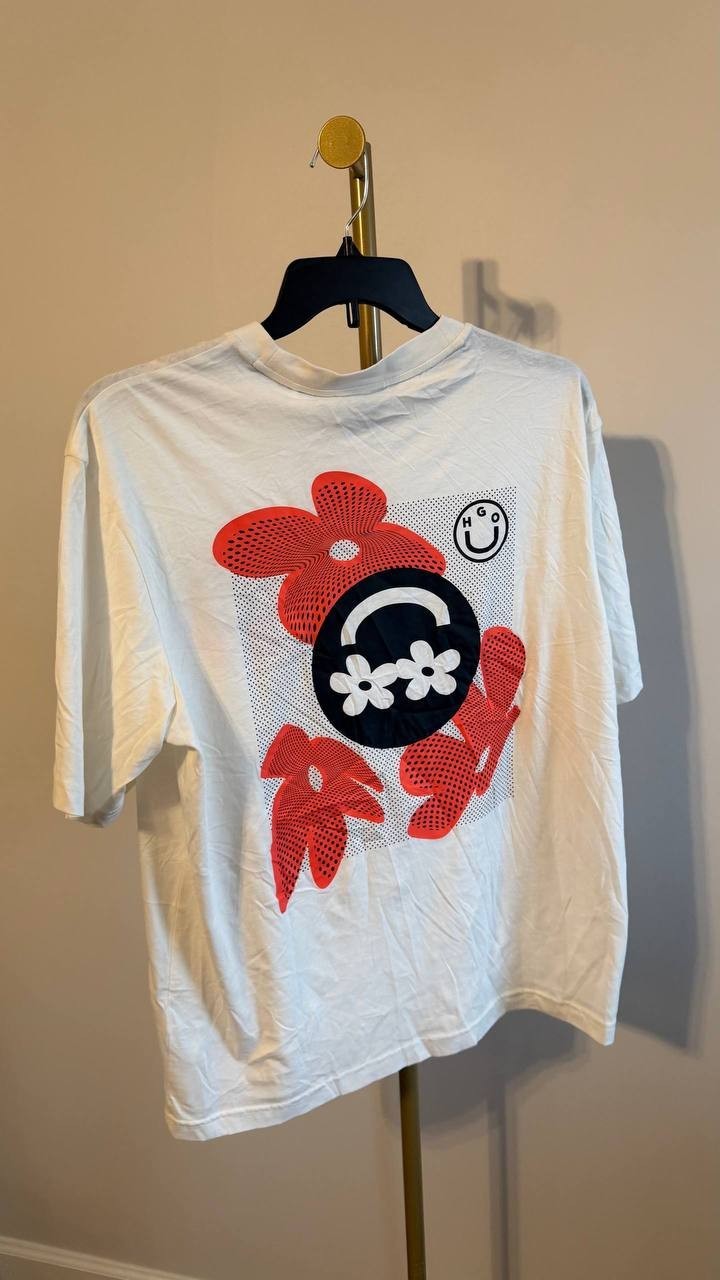 Hugo Hugo Boss Men’s Nufloro Graphic Crewneck T‑Shirt Off‑White L $58 NWT