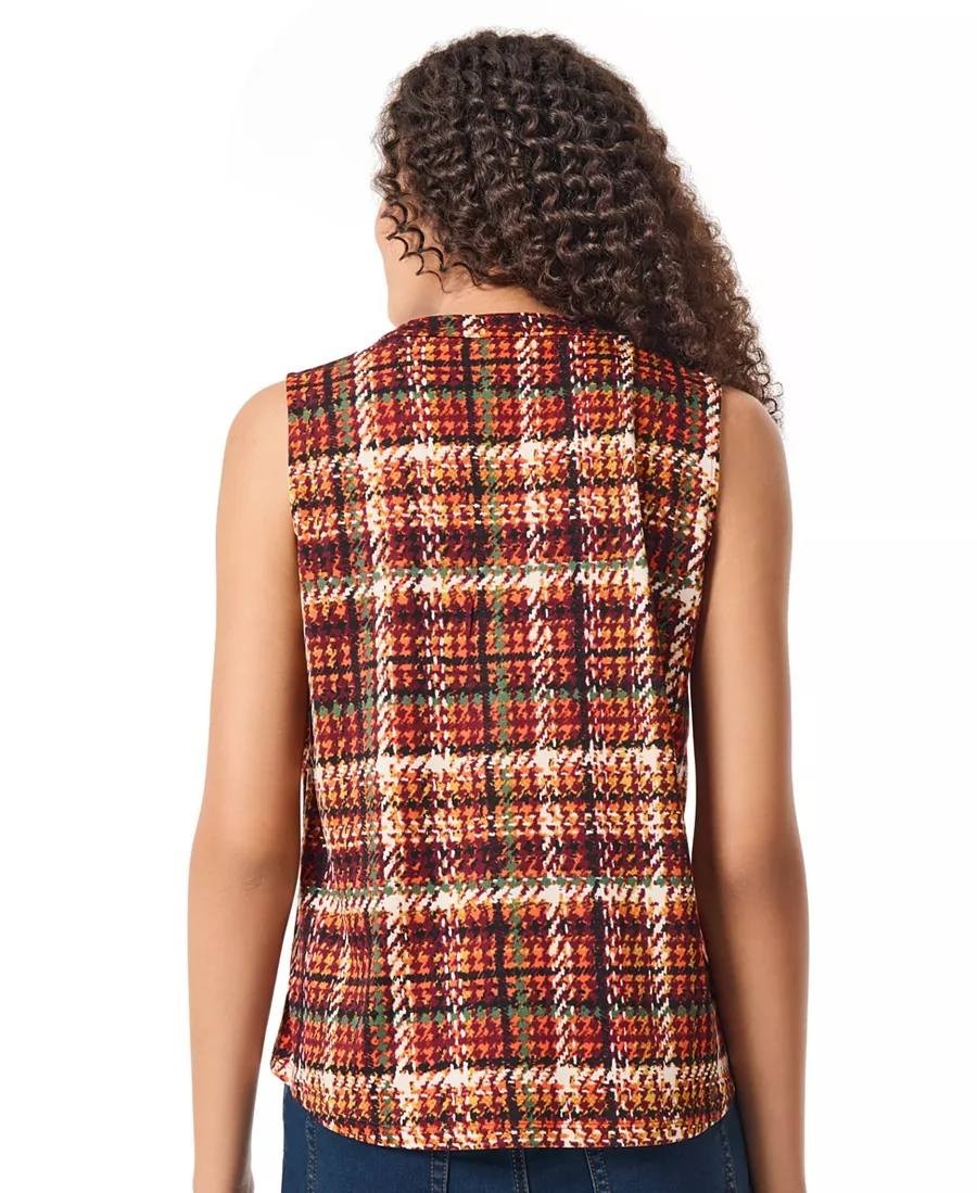 Jones New York Printed Pleat‑Front Moss Crepe Top PS NWOT Multicolor MSRP$49.95
