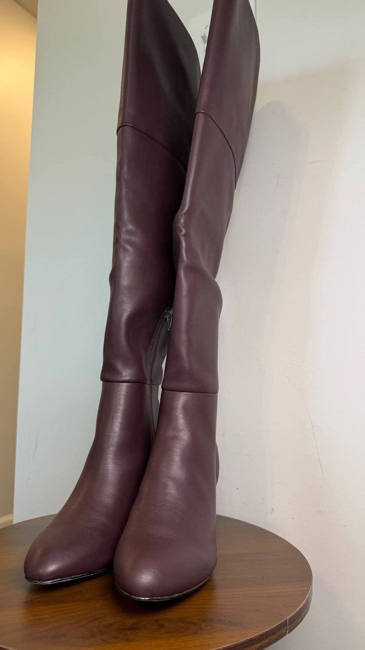 Madden Girl Decode Over‑The‑Knee Dress Boots Burgundy 9 Man‑Made $110 NWB