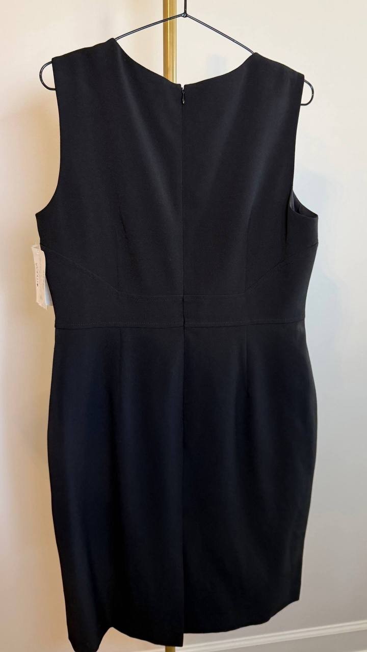 Kasper Women’s Sleeveless V‑Neck Belted Sheath Dress Black Size 14P NWT $79
