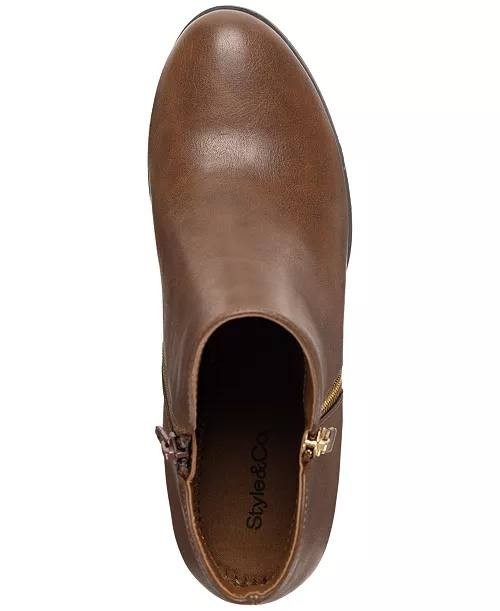 Style & Co Ankle Booties 9M Cognac Man‑Made New (No Box) MSRP $80