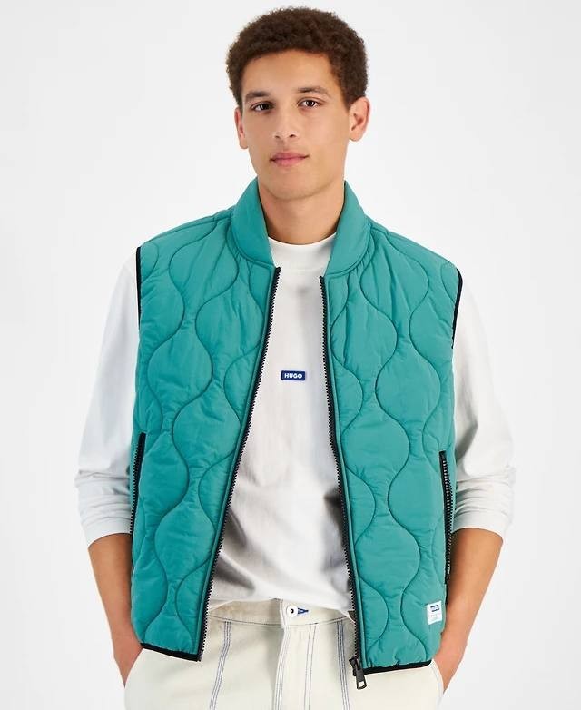 HUGO Hugo Boss Slim‑Fit Quilted Puffer Vest Open Green XL NWT $178