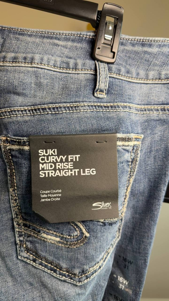 Silver Jeans Suki Mid Rise Straight Leg Jeans Indigo 16/31 NWT $84