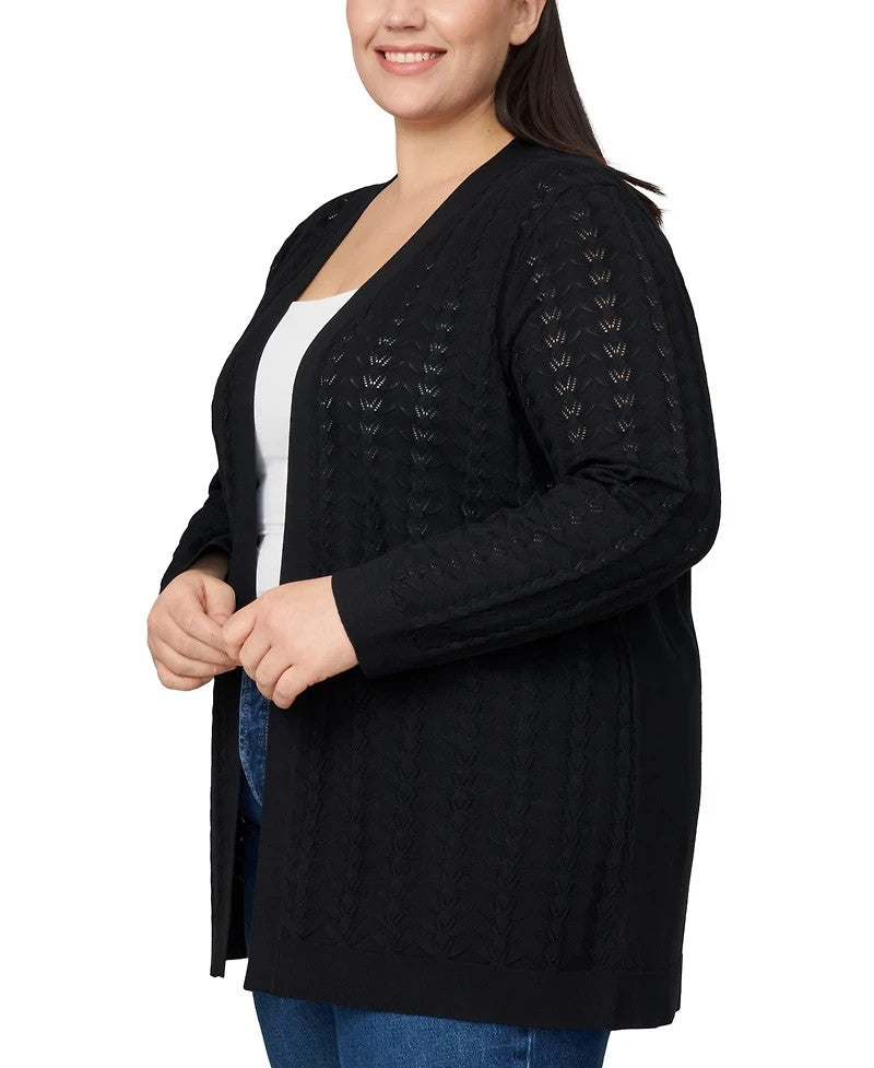 Melissa Paige Pointelle Cardigan Sweater Black XL NWT $54.50