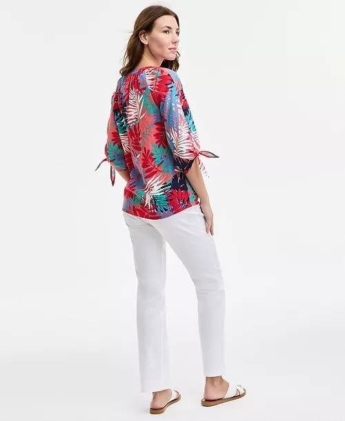 Jones New York Women’s Printed Top Coral Sun Multi PXS NWT $79.50