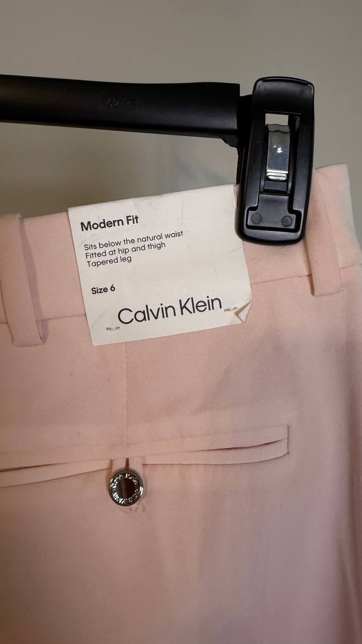 Calvin Klein Modern-Fit Straight-Leg Pants Pale Pink 6 $89 NWT