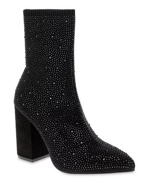 MIA Women’s Magdalena Knit Sock Dress Booties – Black – Size 7 – New in Box