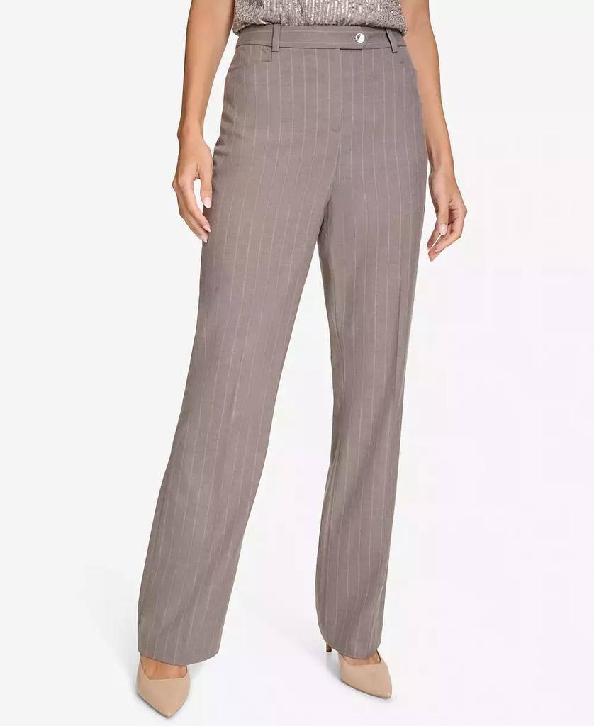 Calvin Klein Straight‑Leg Pinstripe Pants Oyster 16 NWT $99