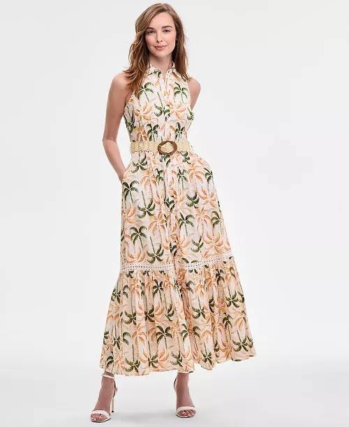 Taylor Printed Taffeta‑Belt Sleeveless A‑Line Dress Multi 16 NWOT $138