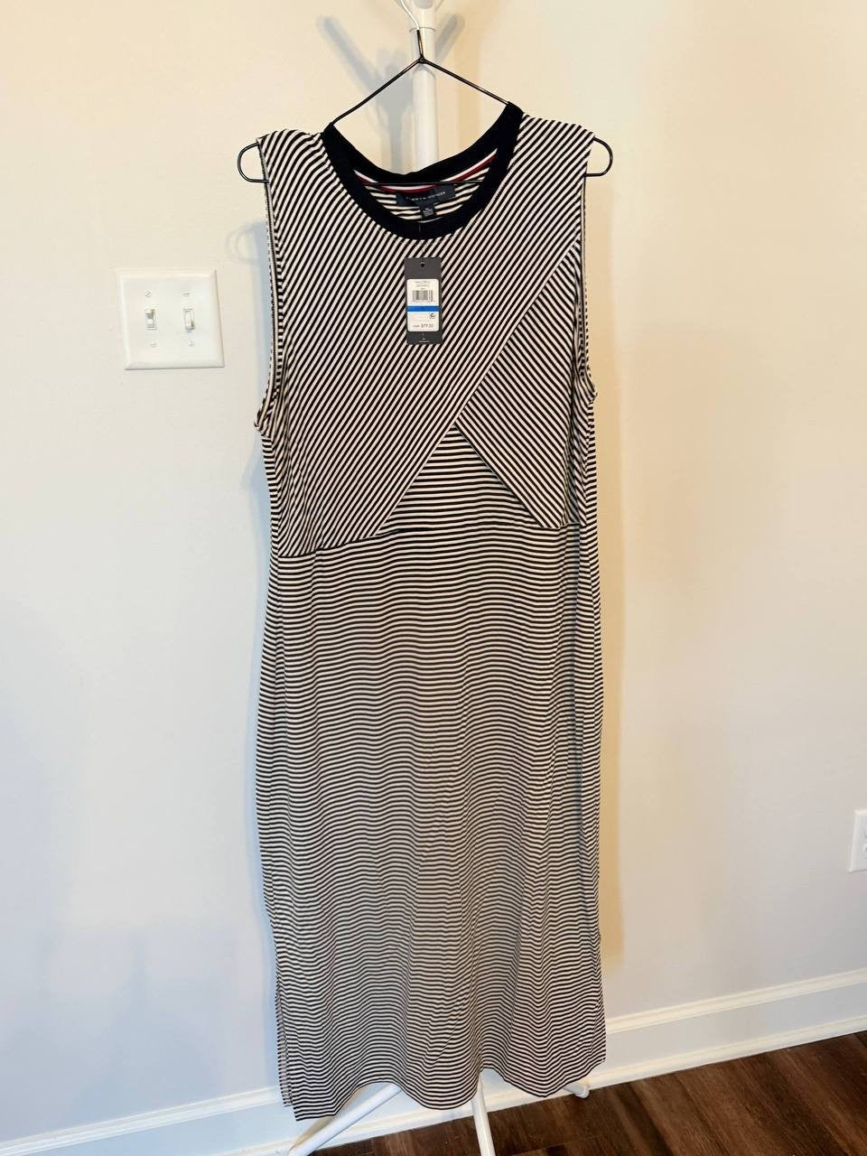 Tommy Hilfiger Striped Crossover Midi Dress – Size XL – NWT – $79.50