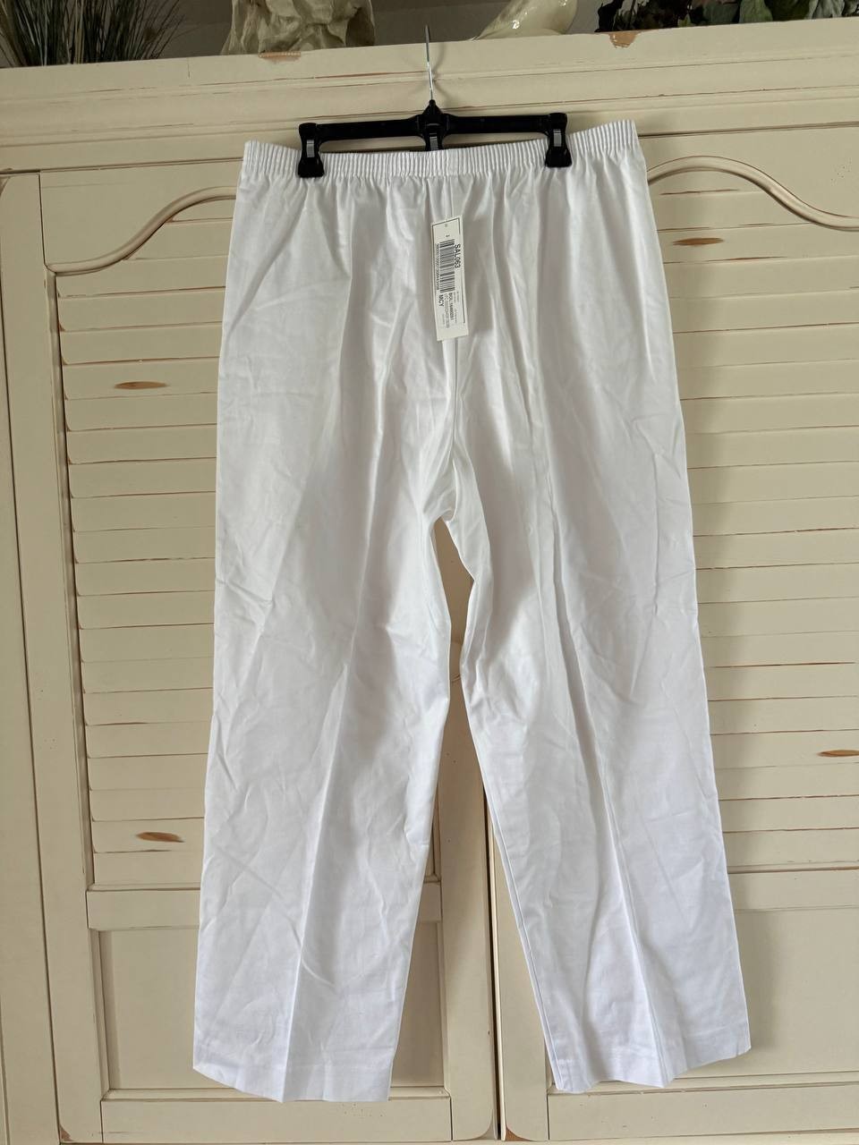 Alfred Dunner Classics Twill Pants White 18 NWT Soft Elastic Waist Pockets