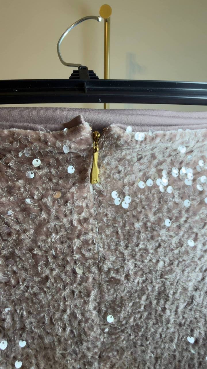 Donna Karan NY Sequined Pencil Skirt Beige XL NWT $139